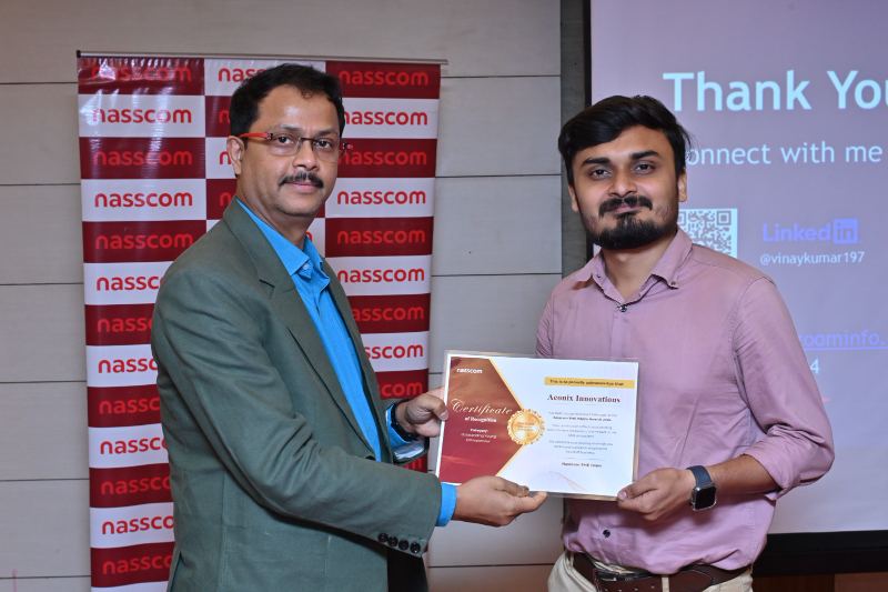 Receiving the NASSCOM Outstanding Young Entrepreneur recognition