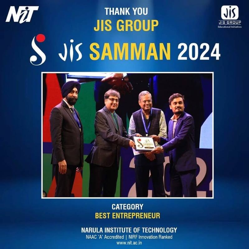 Receiving the JIS Samman Best Entrepreneur Award 2024