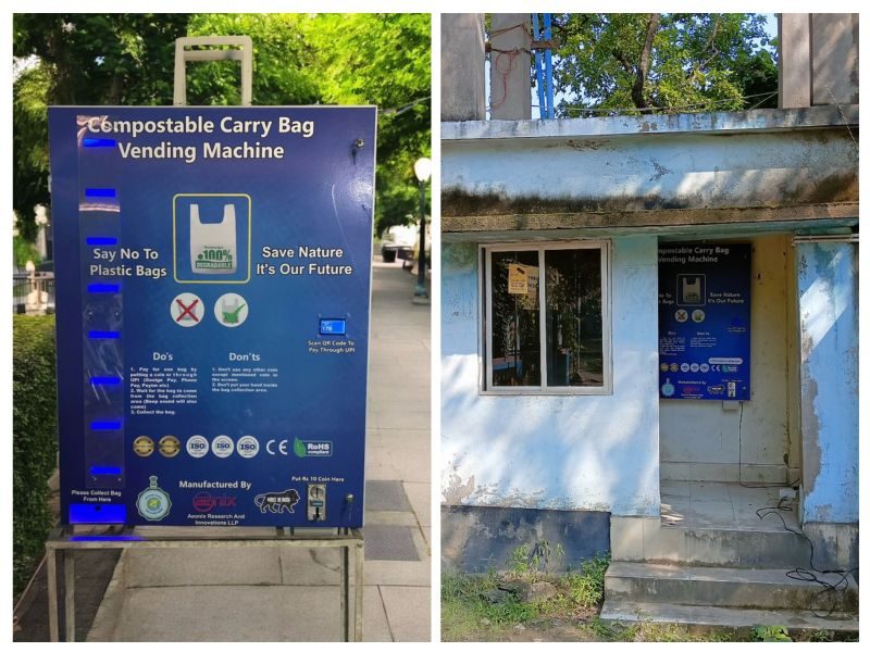 Compostable carry bag vending machines installed in public markets