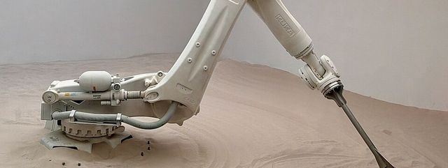 An industrial robotic arm at work