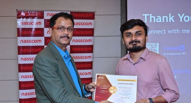 Receiving NASSCOM Outstanding Young Entrepreneur recognition