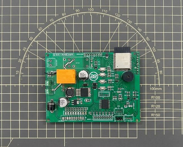 A custom Aeonix board laid out with dimensions