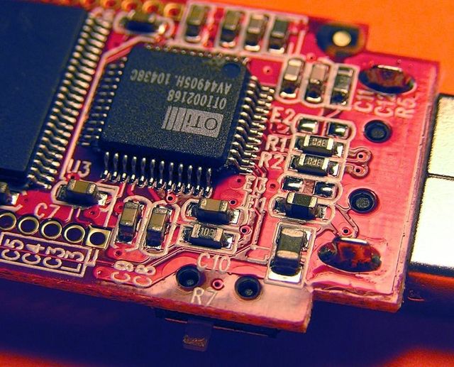 Surface-mount components on a printed circuit board